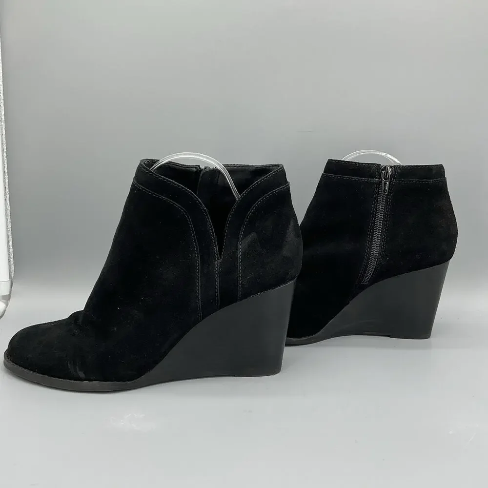 Lucky Brand Women’s Yimina Wedge Suede Booties Black Size 10M